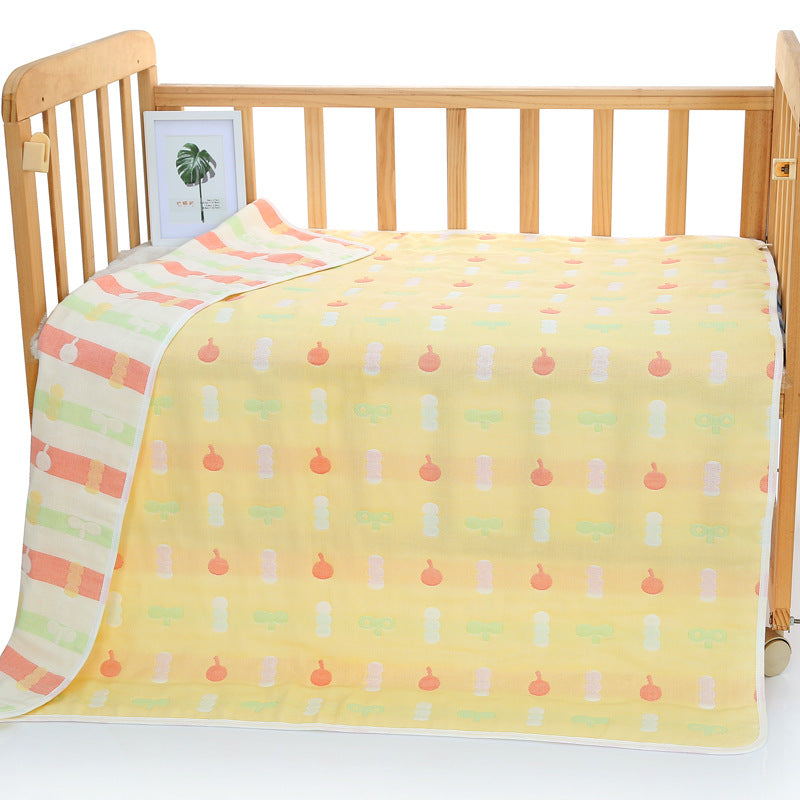 6 Layer Cotton Muslin Baby Infant Blanket Swaddle Cot Bedding 110x110cm Bean Sprout Yellow