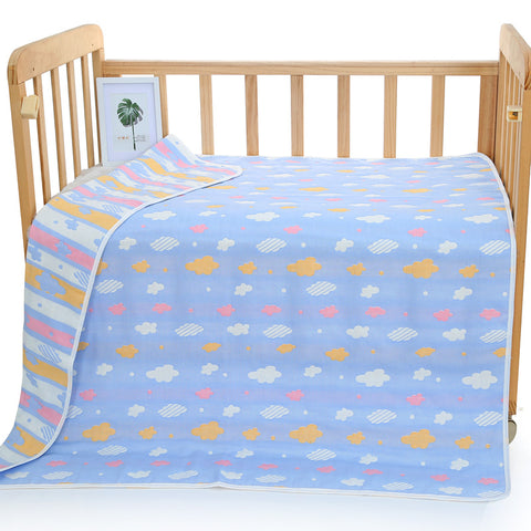 6 Layer Cotton Muslin Baby Infant Blanket Swaddle Cot Bedding 110x110cm Clouds Blue