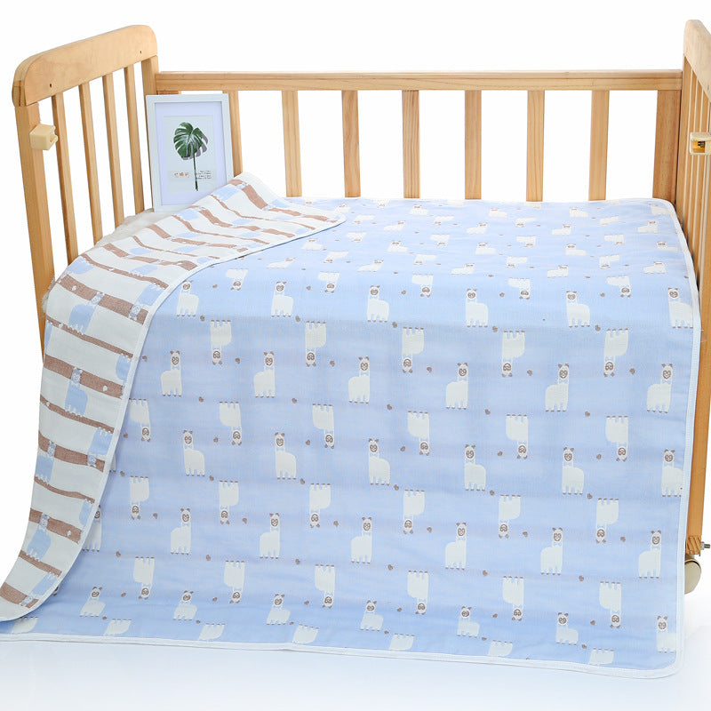 6 Layer Cotton Muslin Baby Infant Blanket Swaddle Cot Bedding 110x110cm Alpaca Blue