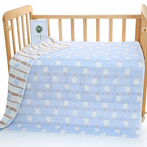 6 Layer Cotton Muslin Baby Infant Blanket Swaddle Cot Bedding 110x110cm Alpaca Blue