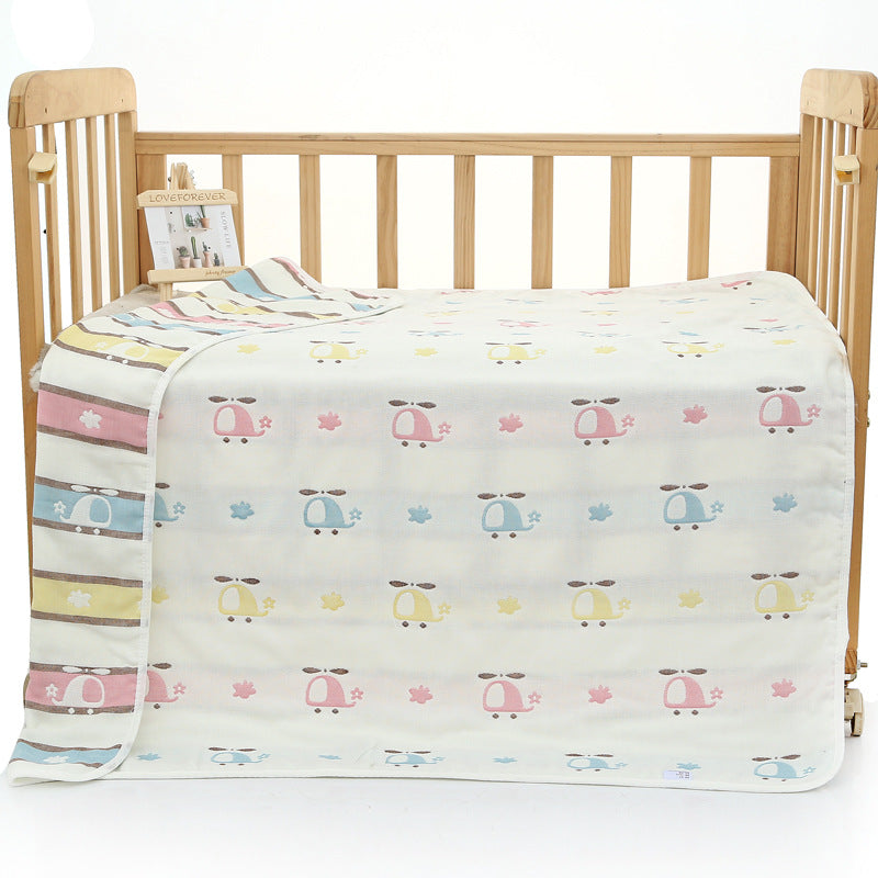 6 Layer Cotton Muslin Baby Infant Blanket Swaddle Cot Bedding 110x110cm Helicopter