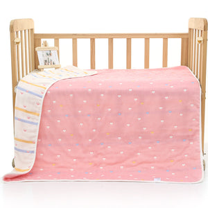6 Layer Cotton Muslin Baby Infant Blanket Swaddle Cot Bedding 110x110cm Love Heart Pink