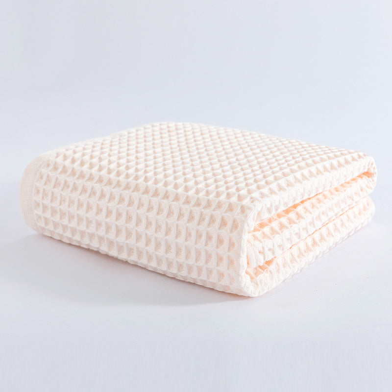 Cotton Waffle Weave Bath Towel 140 x 70cm Light Pink