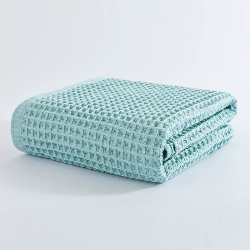 Cotton Waffle Weave Bath Towel 140 x 70cm Green