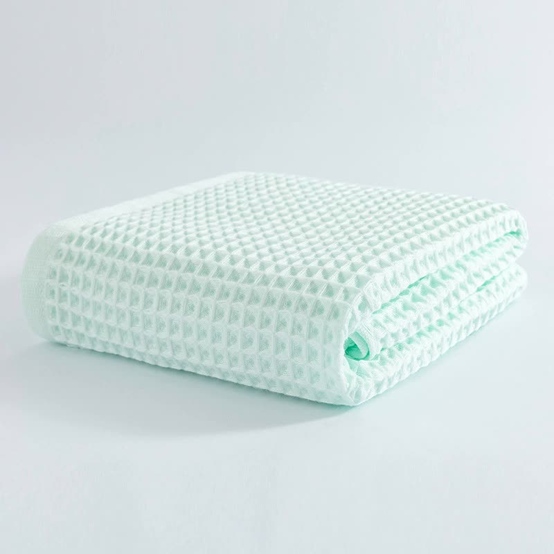 Cotton Waffle Weave Bath Towel 140 x 70cm Light Green