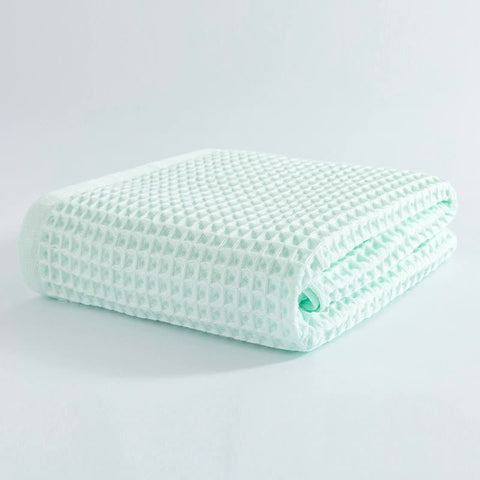 Cotton Waffle Weave Bath Towel 140 x 70cm Light Green