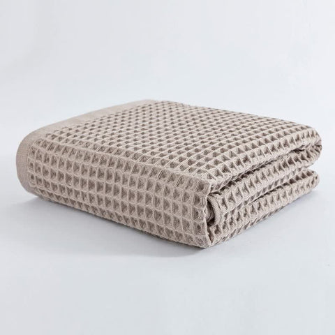 Cotton Waffle Weave Bath Towel 140 x 70cm Brown