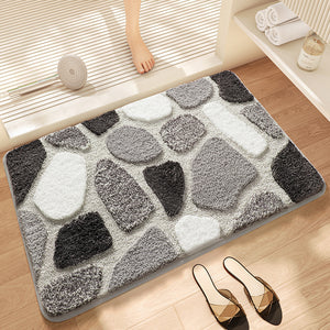Grey Stone Effect Microfibre Non Slip Bath Mat 60 x 40cm