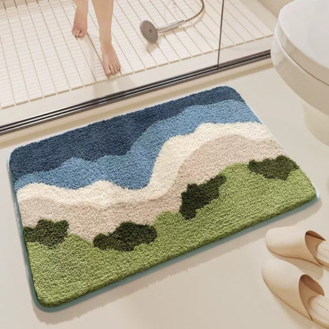Big Wave Microfibre Non Slip Bath Mat 80 x 50cm