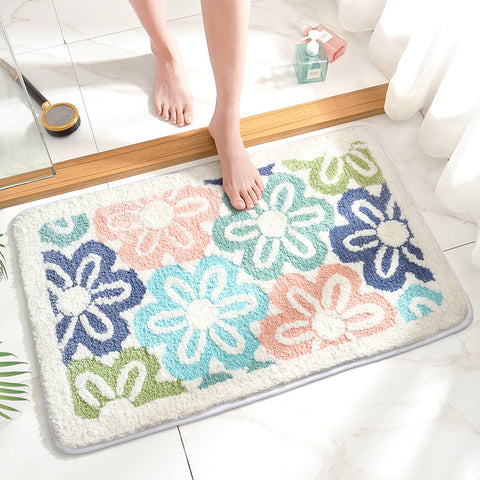Floral Flowers Microfibre Non Slip Bath Mat 80 x 50cm