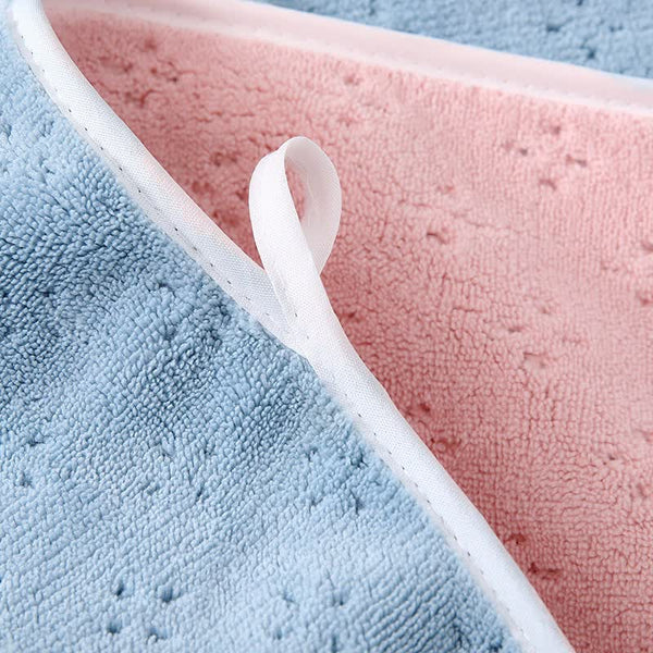 Double Sided Coral Fleece Bath Towel 140 x 170cm Blue Pink