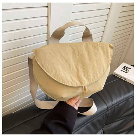 Fabric Crescent Crossbody Shoulder Bag Handbag Adjustable Strap Khaki