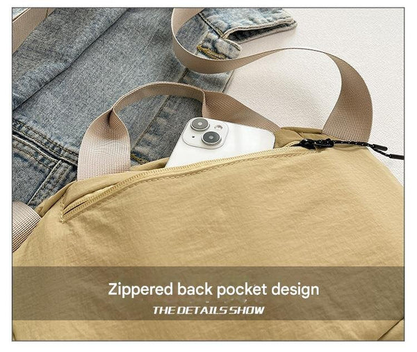Fabric Crescent Crossbody Shoulder Bag Handbag Adjustable Strap Khaki
