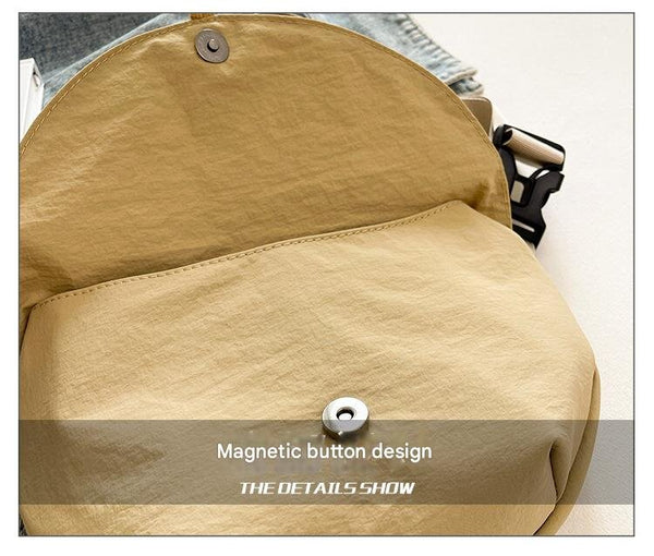 Fabric Crescent Crossbody Shoulder Bag Handbag Adjustable Strap Khaki