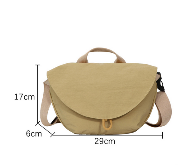 Fabric Crescent Crossbody Shoulder Bag Handbag Adjustable Strap Khaki