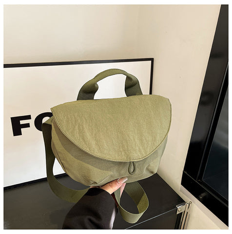 Fabric Crescent Crossbody Shoulder Bag Handbag Adjustable Strap Green