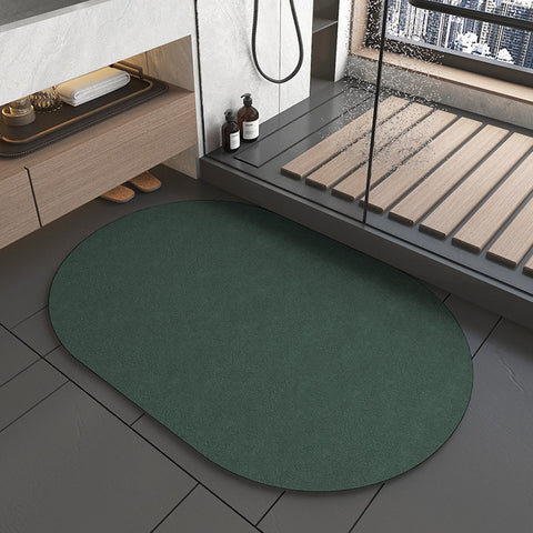 2 x Diatomite Quick Dry Absorbent Bath Mats Oval 60 x 40cm Green