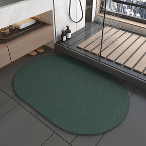 Diatomite Quick Dry Absorbent Bath Mat Oval 90 x 60cm Green