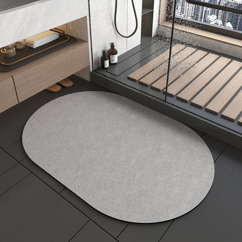 2 x Diatomite Quick Dry Absorbent Bath Mat Oval 60 x 40cm Dark Grey