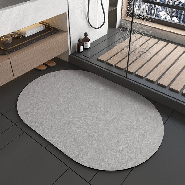 Diatomite Quick Dry Absorbent Bath Mat Oval 90 x 60cm Dark Grey