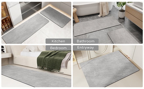 Diatomite Quick Dry Absorbent Bath Mat Oval 90 x 60cm Dark Grey