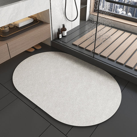 Diatomite Quick Dry Absorbent Bath Mat Oval 90 x 60cm Beige