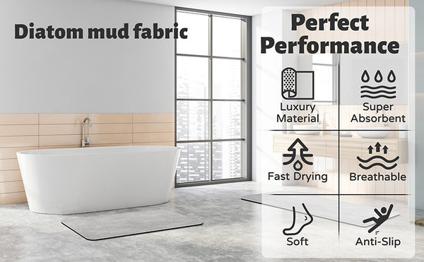 2 x Geometric Lines Diatomite Absorbent Non Slip Bath Mat 60 x 40cm Black White