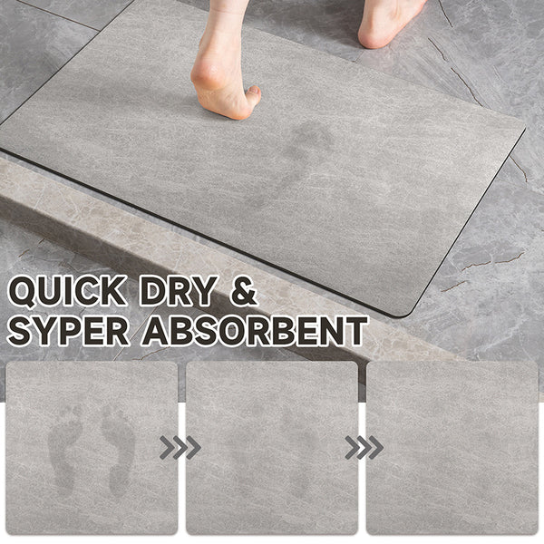 Geometric Lines Diatomite Absorbent Non Slip Bath Mat 70 x 45cm Black White