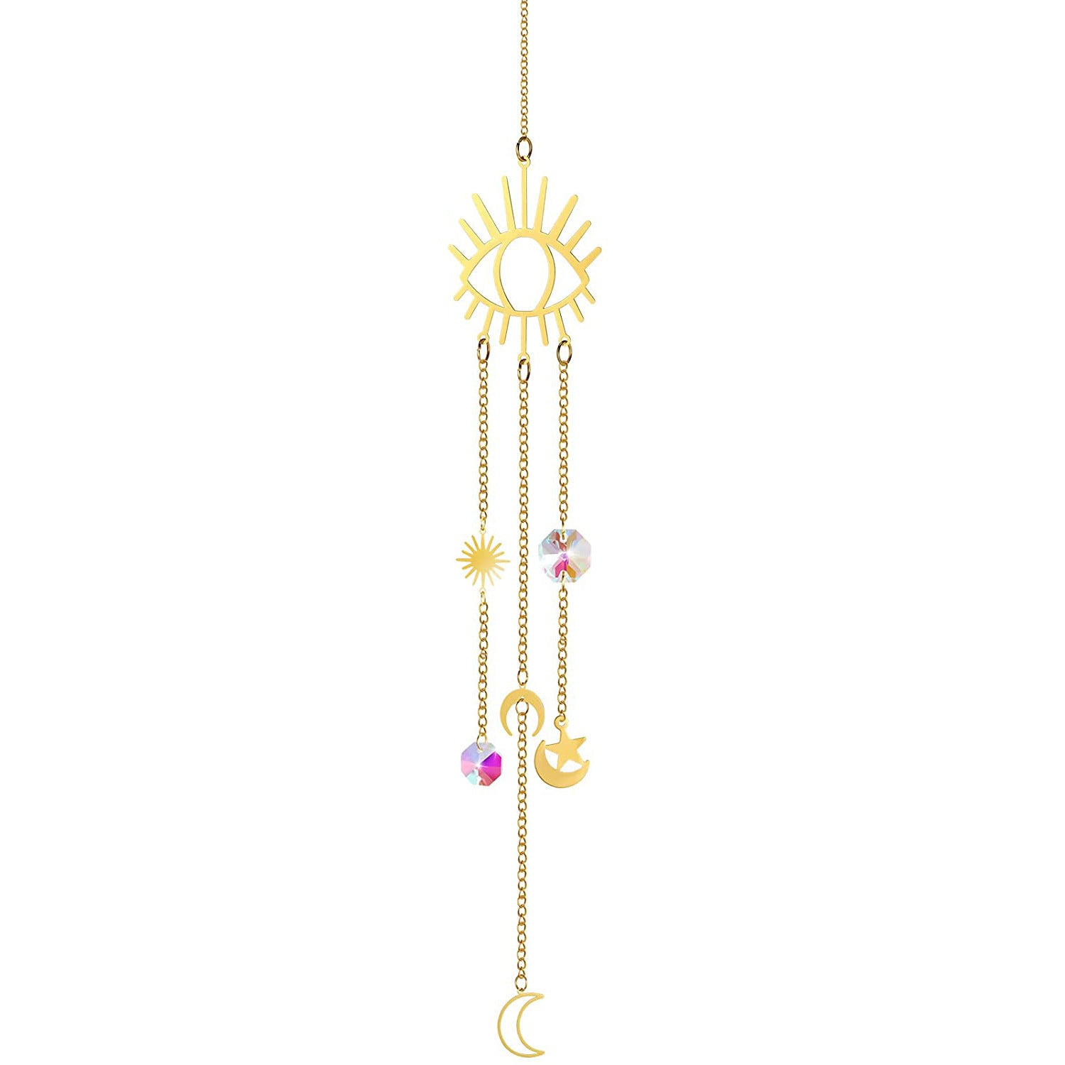 4 x Crystal Sun Catcher Suncatchers Star Moon Eye For Window 30cm