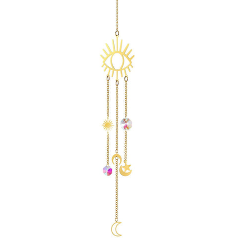 4 x Crystal Sun Catcher Suncatchers Star Moon Eye For Window 30cm