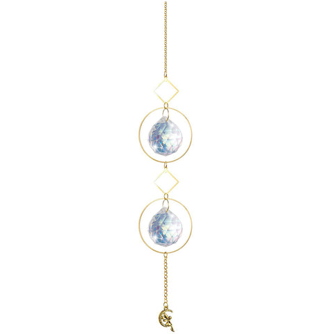 4 x Crystal Sun Catcher Suncatchers Circle Diamond Moon Fairy For Window 31cm
