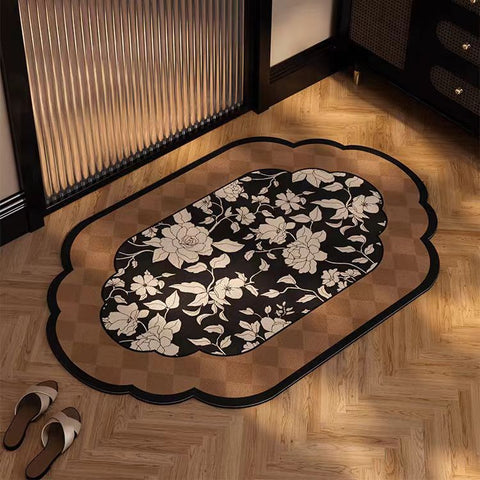 Diatomaceous Earth Non Slip Bath Bathroom Mat 70 x 45cm Floral