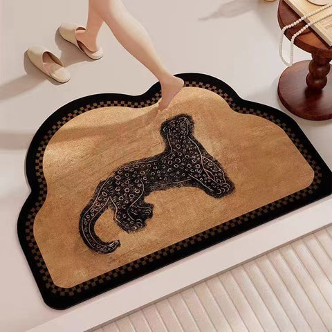 Diatomaceous Earth Non Slip Bath Bathroom Mat 70 x 45cm Leopard