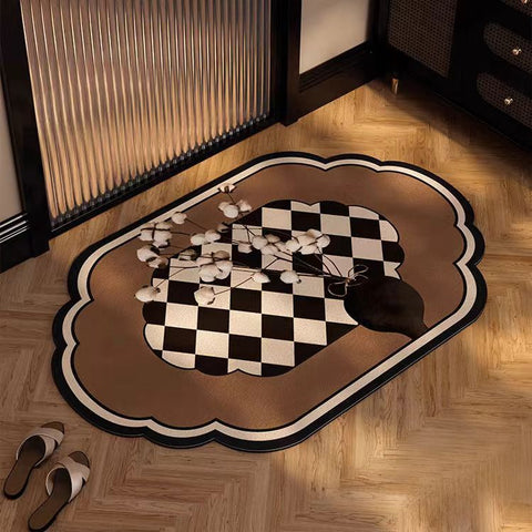 Diatomaceous Earth Non Slip Bathroom Mat 90 x 60cm Plum Bottle Lattice