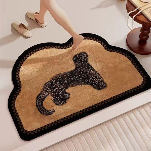 Diatomaceous Earth Non Slip Bathroom Mat 90 x 60cm Leopard