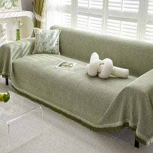 Woven Waffle Knit Polyester Sofa Throw Rug Blanket 180 x 180cm Green