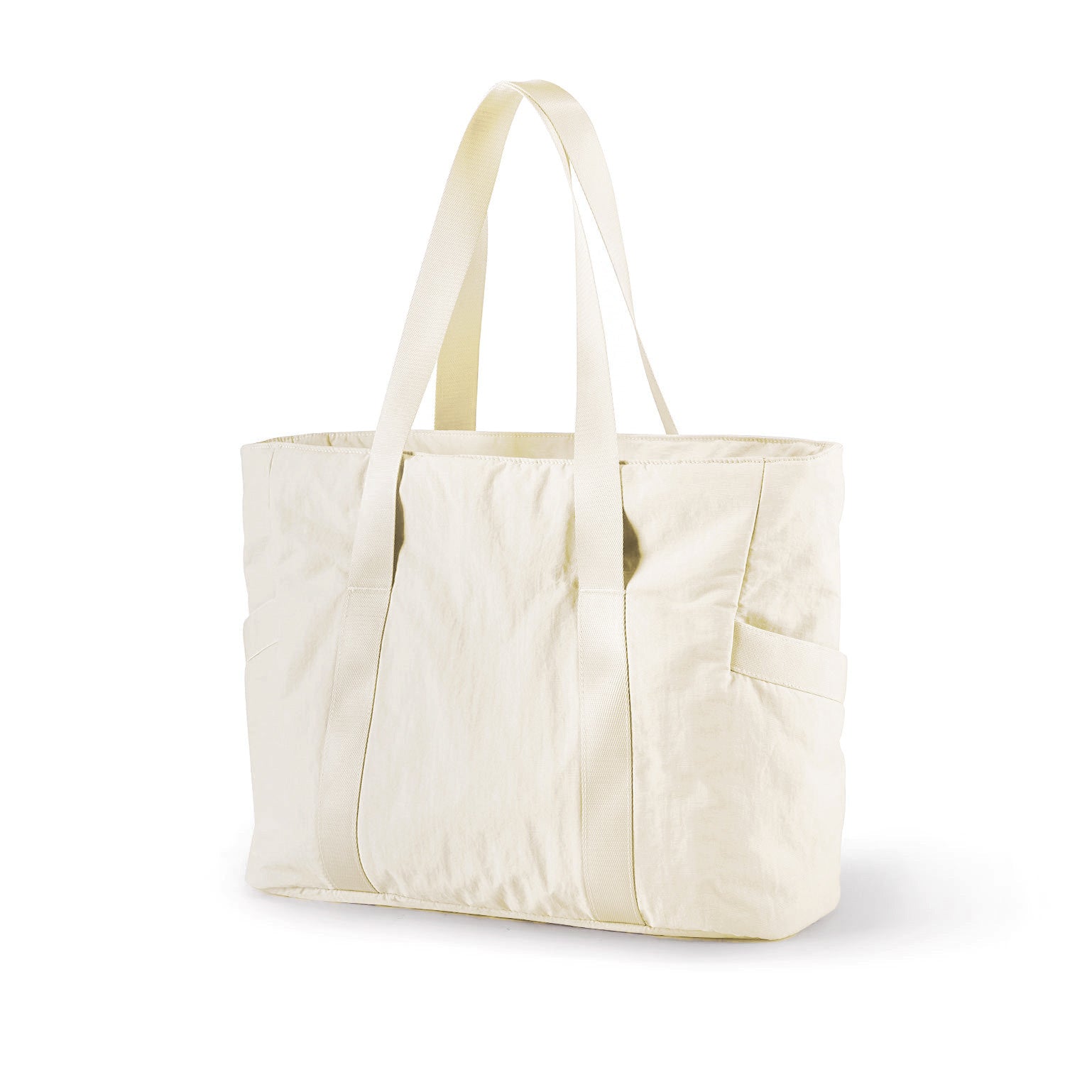 Stylish Practical Water Resistant Fabric Tote Bag Gym Yoga Sports Shopping Off White