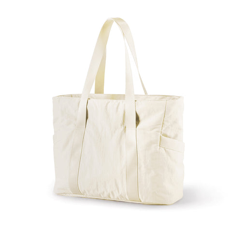 Stylish Practical Water Resistant Fabric Tote Bag Gym Yoga Sports Shopping Off White