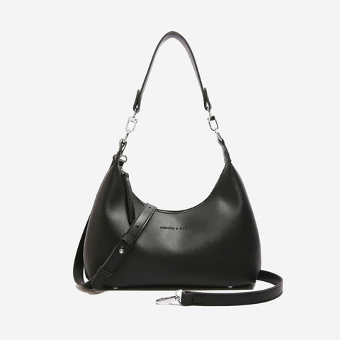 Womens PU Leather Hobo Underarm Crossbody Shoulder Bag Adjustable Strap Black