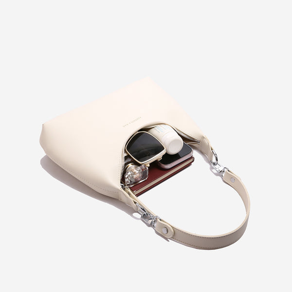 Womens PU Leather Hobo Underarm Crossbody Shoulder Bag Adjustable Strap Off White