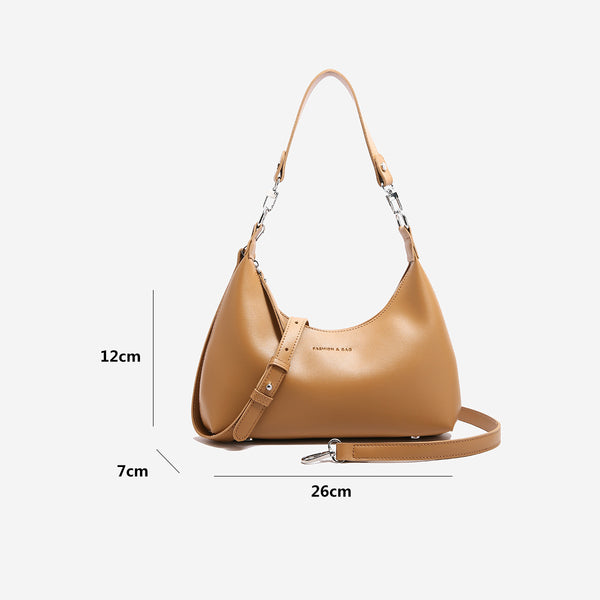 Womens PU Leather Hobo Underarm Crossbody Shoulder Bag Adjustable Strap Brown