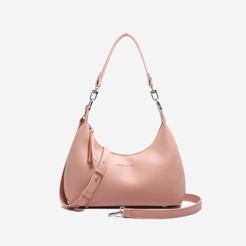 Womens PU Leather Hobo Underarm Crossbody Shoulder Bag Adjustable Strap Pink