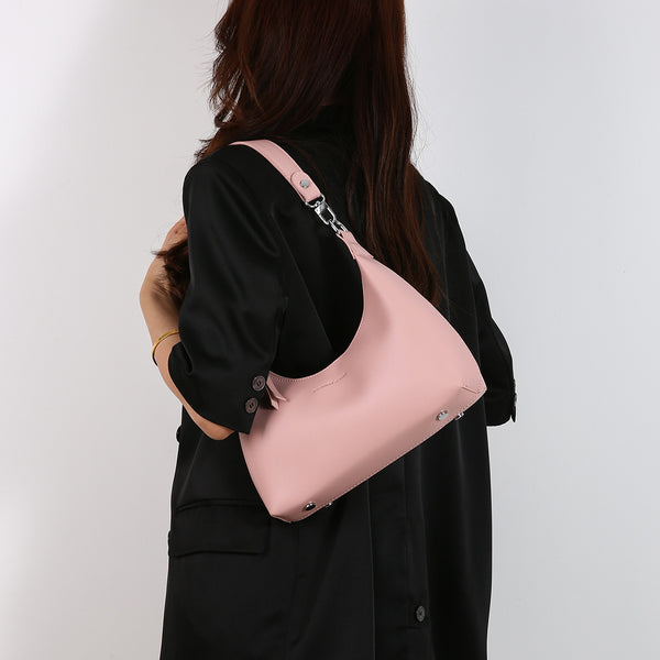 Womens PU Leather Hobo Underarm Crossbody Shoulder Bag Adjustable Strap Pink