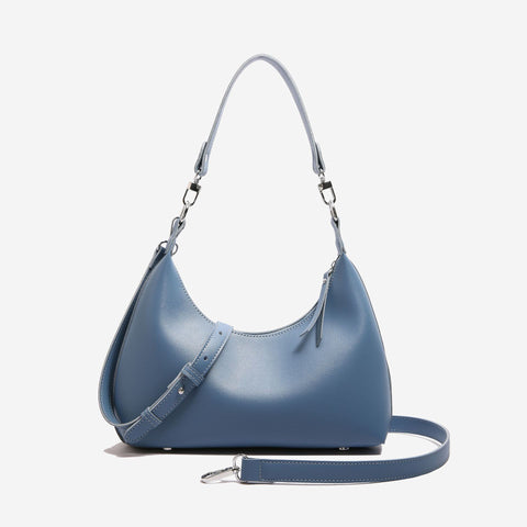 Womens PU Leather Hobo Underarm Crossbody Shoulder Bag Adjustable Strap Blue