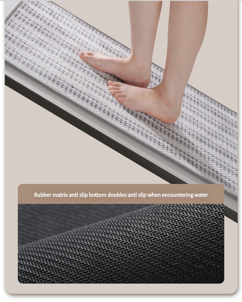 Non Slip Absorbent Bath Mat Rug 60 x 40cm Grey