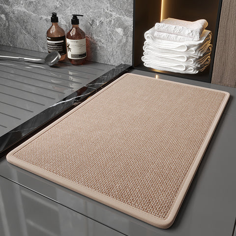 Quick Dry Absorbent Bath Bathroom Mat Rug Non Slip Polyester 60 x 40cm Brown
