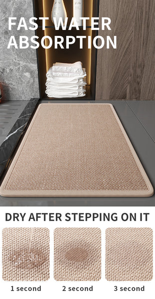 Quick Dry Absorbent Bath Bathroom Mat Rug Non Slip Polyester 60 x 40cm Grey