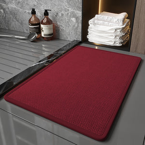 Quick Dry Absorbent Bath Bathroom Mat Rug Non Slip Polyester 60 x 40cm Red