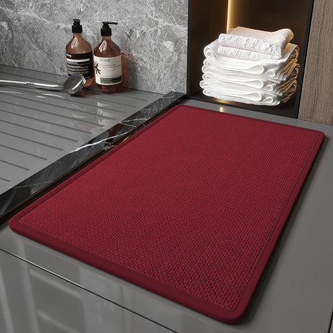Quick Dry Absorbent Bath Bathroom Mat Rug Non Slip Polyester 60 x 40cm Red