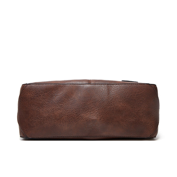 Spacious Stylish PU Leather Tote Shoulder Crossbody Bag Handbag Coffee